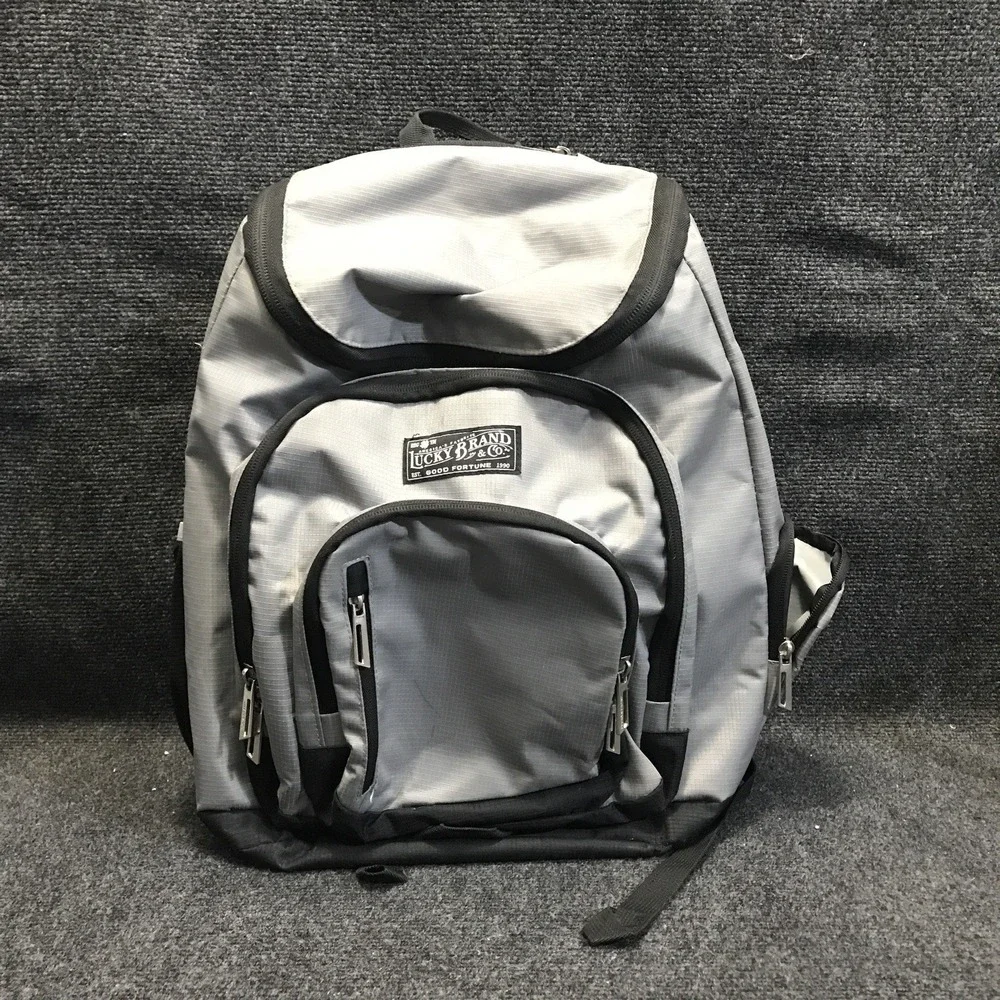 Lucky Brand & Co. Vintage Style Gray/Black Backpack‎ Laptop Computer Bag Daypack